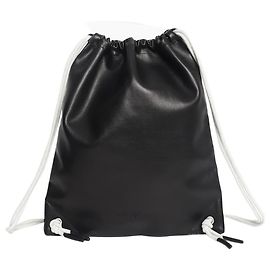 Rick Owens Schwarzer Lederrucksack mit Kordelzug Schwarz