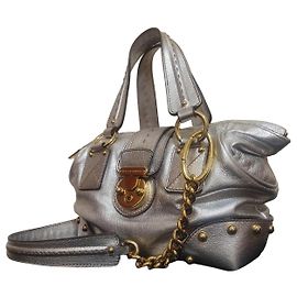 Dolce & Gabbana Silberne Lederhandtasche Silber Gold hardware
