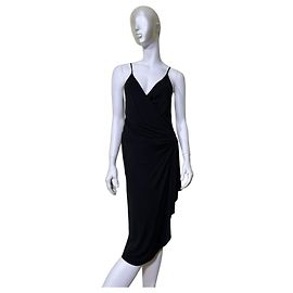 Robe midi drapée en viscose noire Gucci Noir