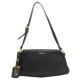 Borsa a tracolla in nylon a una spalla Prada Nero