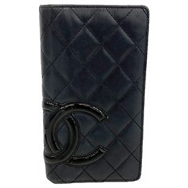 Chanel Cambon Langgeldbörse aus Lammleder in Schwarz Schwarz