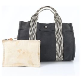 Hermès Sac à main Hermes Cannes PM avec pochette Noir Blanc