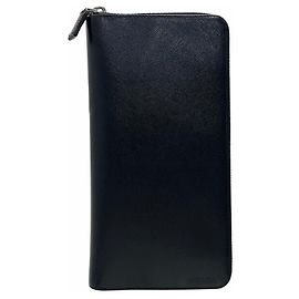 Prada Embossed Calf Leather Long Wallet Black