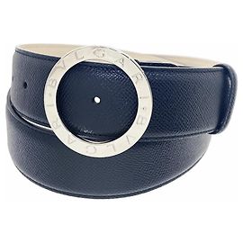 Bulgari Bvlgari Gürtel aus schwarzem Leder mit Rundschließe Schwarz