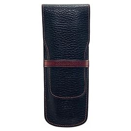 Hermès Étui à stylo en cuir Hermes noir et rouge Noir Rouge