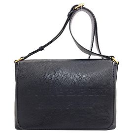 Burberry Embossed Logo Shoulder Bag Black