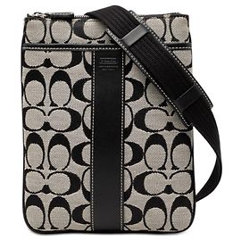 Borsa a tracolla Coach Gray Jacquard North South Marrone Grigio