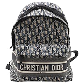 Dior Blue Oblique Canvas Backpack Blue