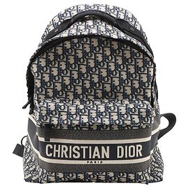 Sac à dos en toile Dior Blue Oblique Bleu