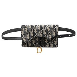 Dior Blue Oblique Canvas Saddle Belt Bag Blue Navy blue