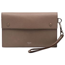 Céline Clutch multifunções em couro de vitelo granulado marrom Celine Marrom Taupe