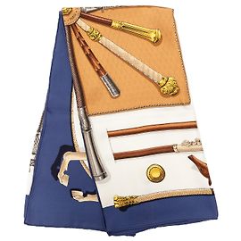 Lenço de seda Hermès Blue Cannes et Pommeaux 90 Outro