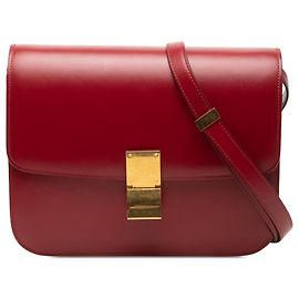 Céline Celine Red Medium Calfskin Classic Box Rosso