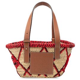 Borsa Tote LOEWE Beige Small Raffia Animal Embroidered Anagram Beige