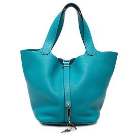 Hermès Blue Clemence Picotin Lock 22 Bleu Turquoise