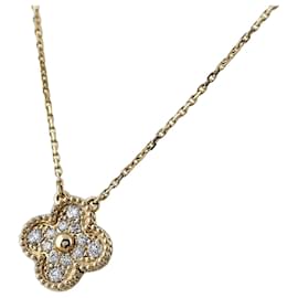 Van Cleef & Arpels Vintage Alhambra Diamond Pendant Necklace Yellow