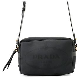 Borsa a tracolla Prada nera in pelle e tela Nero