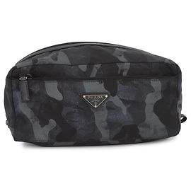 Prada Black Nylon and Leather Handbag Pouch Black