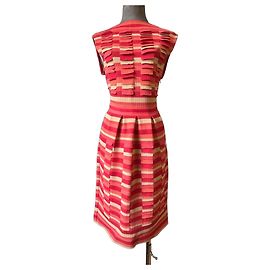Christian Dior Robe d'été à rayures - Défilé 2012 Rose Rouge Beige