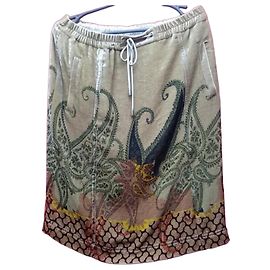 Etro Gonna in Velluto Paisley Marrone Beige Altro Verde