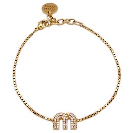 Bracciale charm con logo Miu Miu in cristalli D'oro Altro