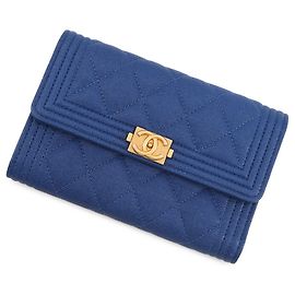 Chanel Boy Tri-fold Wallet Blue