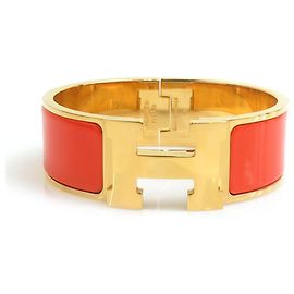 Hermès Hermes HERMES Bracciale Bangle Clic Clack H D'oro Arancione