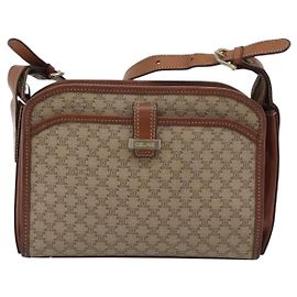 Céline Celine Vintage Macadam Toile et Cuir Beige