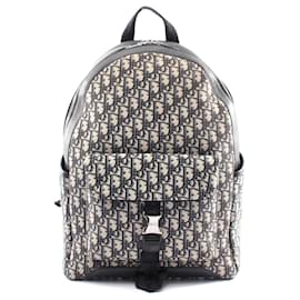Dior Explorer Oblique Canvas Leather Backpack Blue
