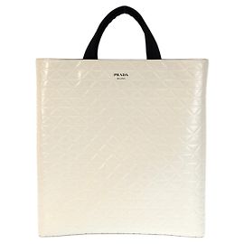 Prada Leather Tote Bag White