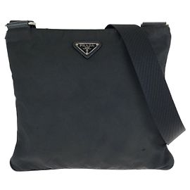 Prada Tessuto Saffiano Nylon Leather Shoulder Bag Black