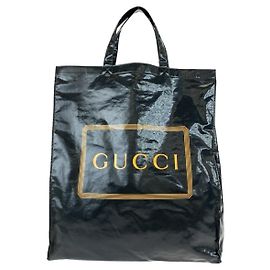 Sac cabas en toile enduite Gucci Noir Jaune Noir