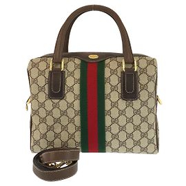 Bolsa 2way Gucci Vintage GG Supreme Canvas e Couro Marrom