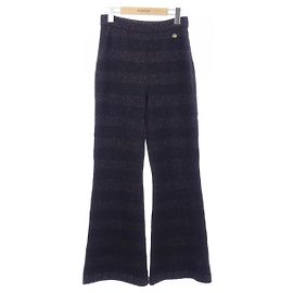 Chanel Cashmere Blend Pants Black Orange Purple