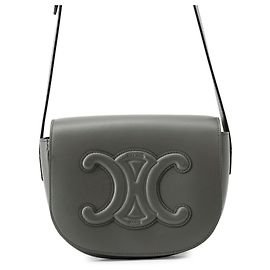 Céline Bolsa de ombro em couro cinza Celine Marrom