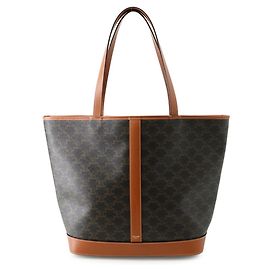 Céline Bolsa Tote de Couro Celine Triomphe Medium Marrom