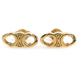 Céline Celine Gold Metal Stud Earrings Golden