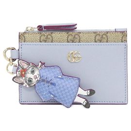 Gucci Coin & Key Case Beige Dark brown Light blue