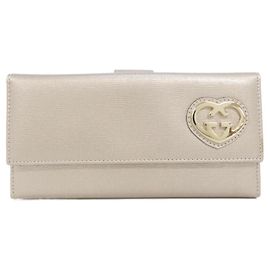 Cartera larga de cuero beige Gucci Beige