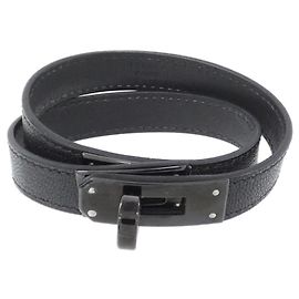 Hermès Pulseira Charm Hermes Kelly Double Tour So Black Preto