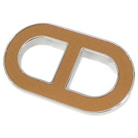 Hermès Broche Hermes Chaine d'Ancre Marrom Prata