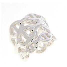 Hermes Hermès Chaine d'Ancre Enchainée Silver Band Ring Silvery
