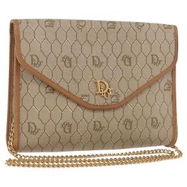 Christian Dior Vintage Honeycomb chain Canvas Beige