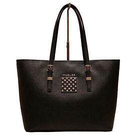 Thierry Mugler Borsa Shopper Mugler in Pelle Vegana Nera Nero