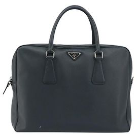 Prada Zip Around Saffiano Leather Large Bleu Marine