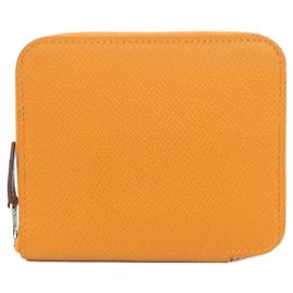 Hermès Hermes MORS & CO Silk In Compact Wallet Orange
