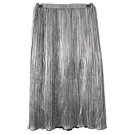 Diesel Silver Metallic Pleated Midi Skirt Silvery
