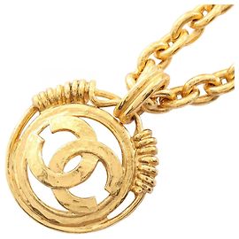 Collier Chanel Coco Mark Circle en plaqué or Doré
