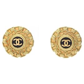 Pendientes Chanel Coco Mark Chain Negro Dorado