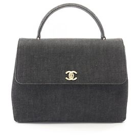 Chanel Coco Mark Handbag in Black Denim Black